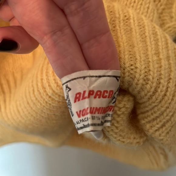 Ghedina Zuccaro Cortina Vintage Yellow Alpaca Blend Cable Knit Sweater Sz L - Picture 6 of 11